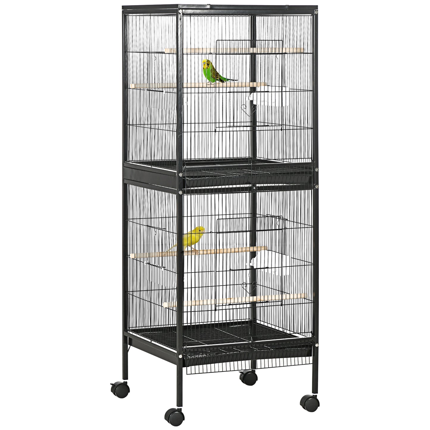 Large Bird Cage with 1.7 ft. Width for Wingspan Bird Aviary Indoor with Multi-Door Design Fit for a Canary Finch Conure 55inches Black