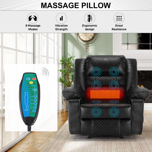 Dimakai Black Faux leather Upholstered Powered Reclining Massage chair with Lift Assistance