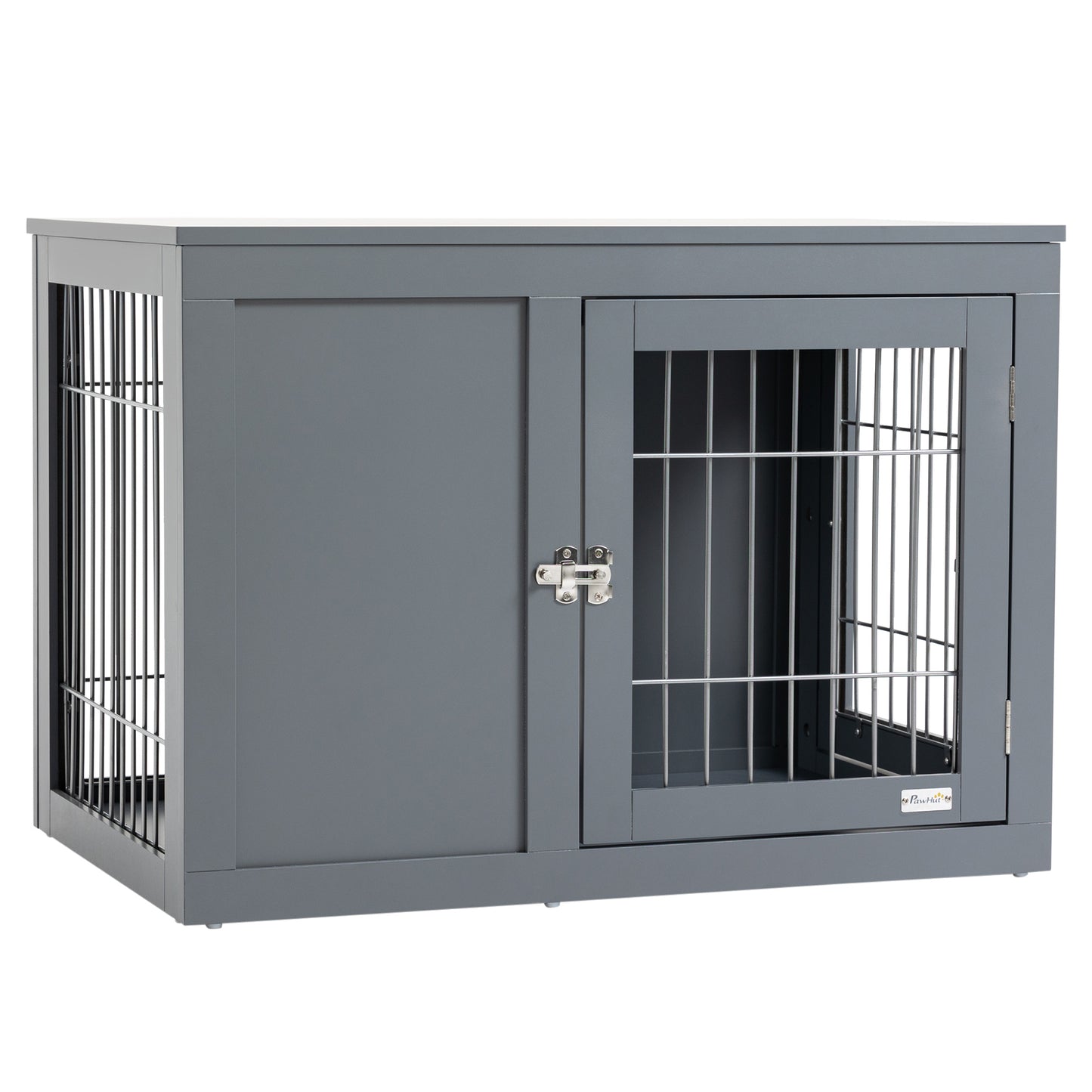 Dog Crate Furniture Wire Indoor Pet Kennel Cage End Table with Double Doors Locks for Small and Medium Dog House Grey