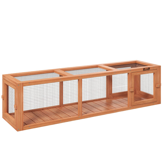 Outdoor Cat Tunnel with Extendable Design, 59inches L Wooden Cat Run with Weather Protection, Connecting Inside and Outside, for Deck Patios, Balconies, Orange