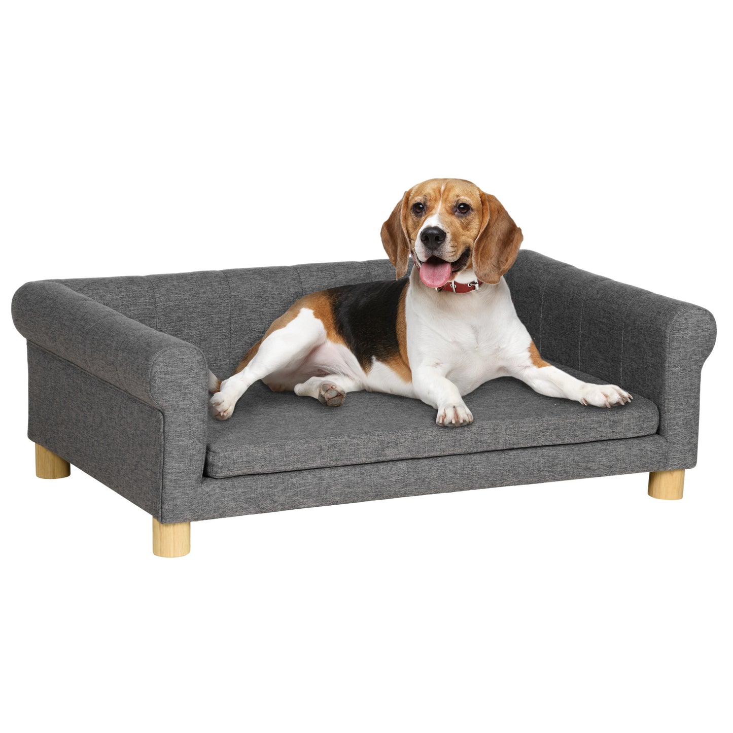 Modern Dog Couch Bed Pet Sofa for Medium to Large Dogs or Cats Elevated Pet Couch Sleeping Bed with Removable Seat Cushion Dark Gray