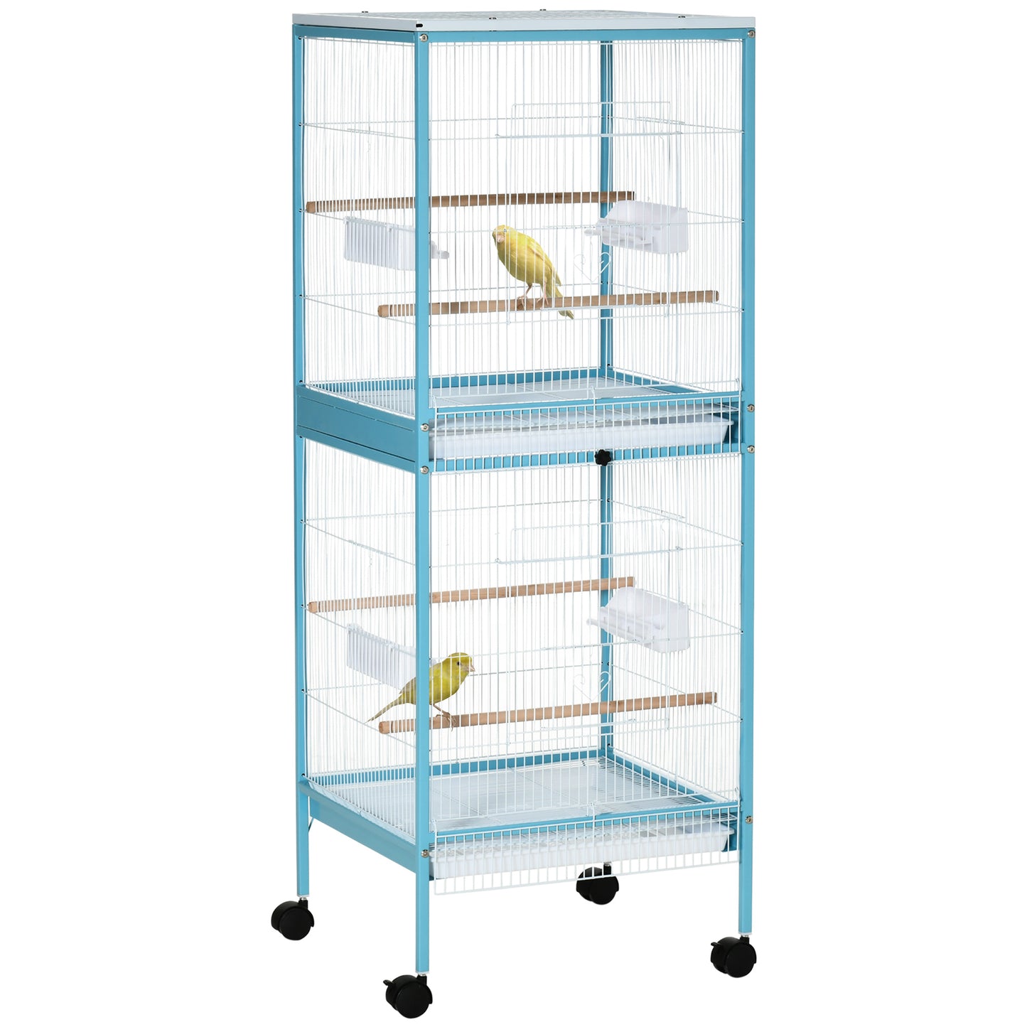 Large Bird Cage with 1.7 ft. Width for Wingspan Bird Aviary Indoor with Multi-Door Design Fit for a Canary Finch Conure 55inches Light Blue