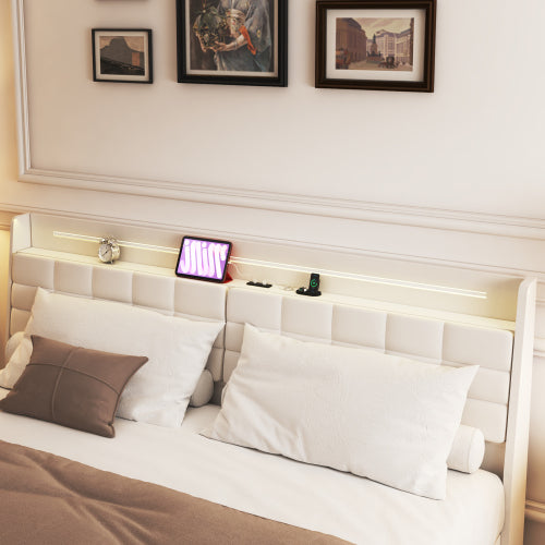 Dimakai Beige King Metal Bed frame Bed
