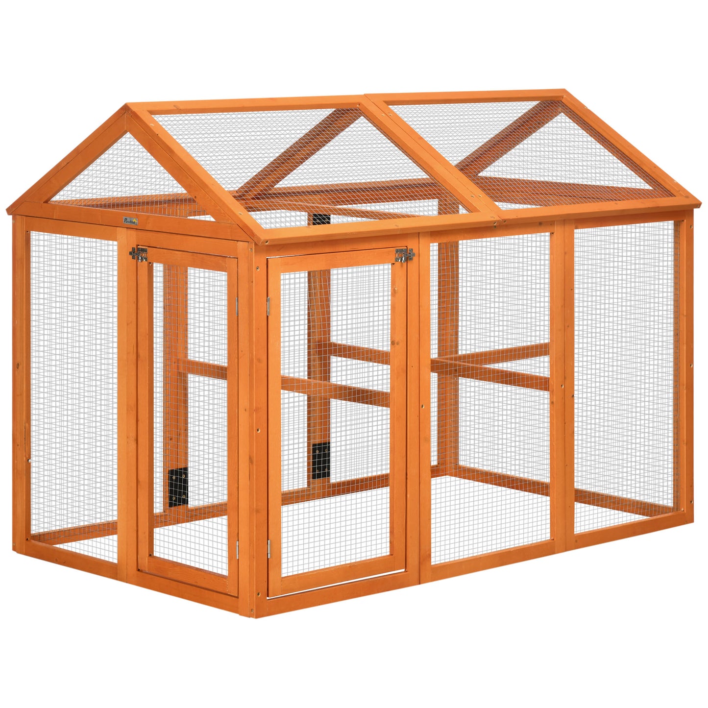 Chicken Run Wooden Large Chicken Coop Combinable Design with Perches & Doors for Outdoor Backyard Farm 4.6ft x 2.8ft Orange