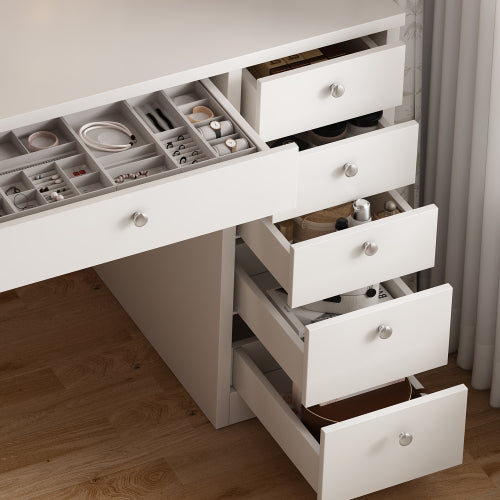 Dimakai 45.3-in White Makeup Vanity