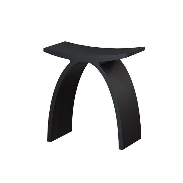 Modern Arched Solid Surface Bathroom Shower Bench in Matte Black