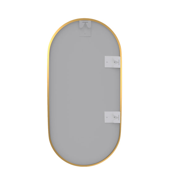 18 in. W x 36 in. H Oval Stainless Steel Framed Wall Bathroom Vanity Mirror in Matte Black/Brushed Gold