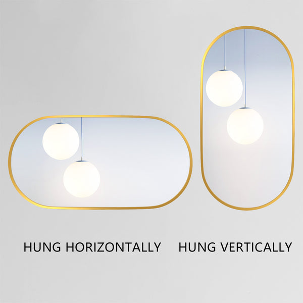 18 in. W x 36 in. H Oval Stainless Steel Framed Wall Bathroom Vanity Mirror in Matte Black/Brushed Gold
