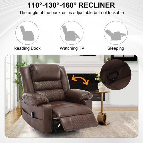 Dimakai Black Faux leather Upholstered Powered Reclining Massage chair with Lift Assistance