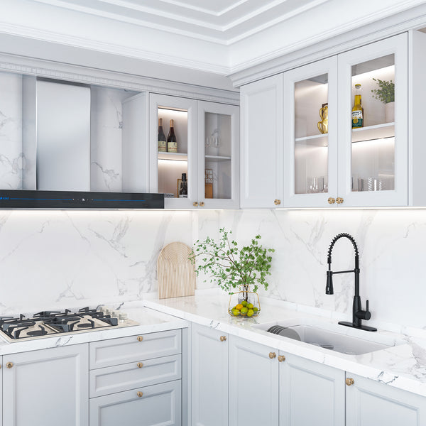 Single Handle Pull Down Sprayer Kitchen Faucet with Touchless Sensor and Intelligent Temperature Display in Matte Black