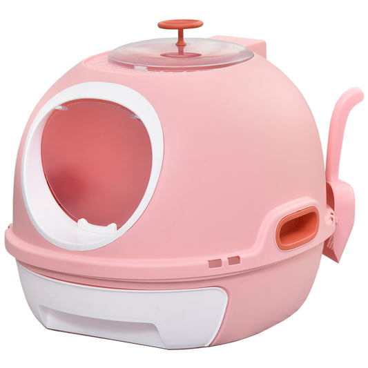 Covered Litter Box Litter Box with a Lid Scoop Enclosed Drawer & Skylight for Cats Thatfts Easy to Clean Pink