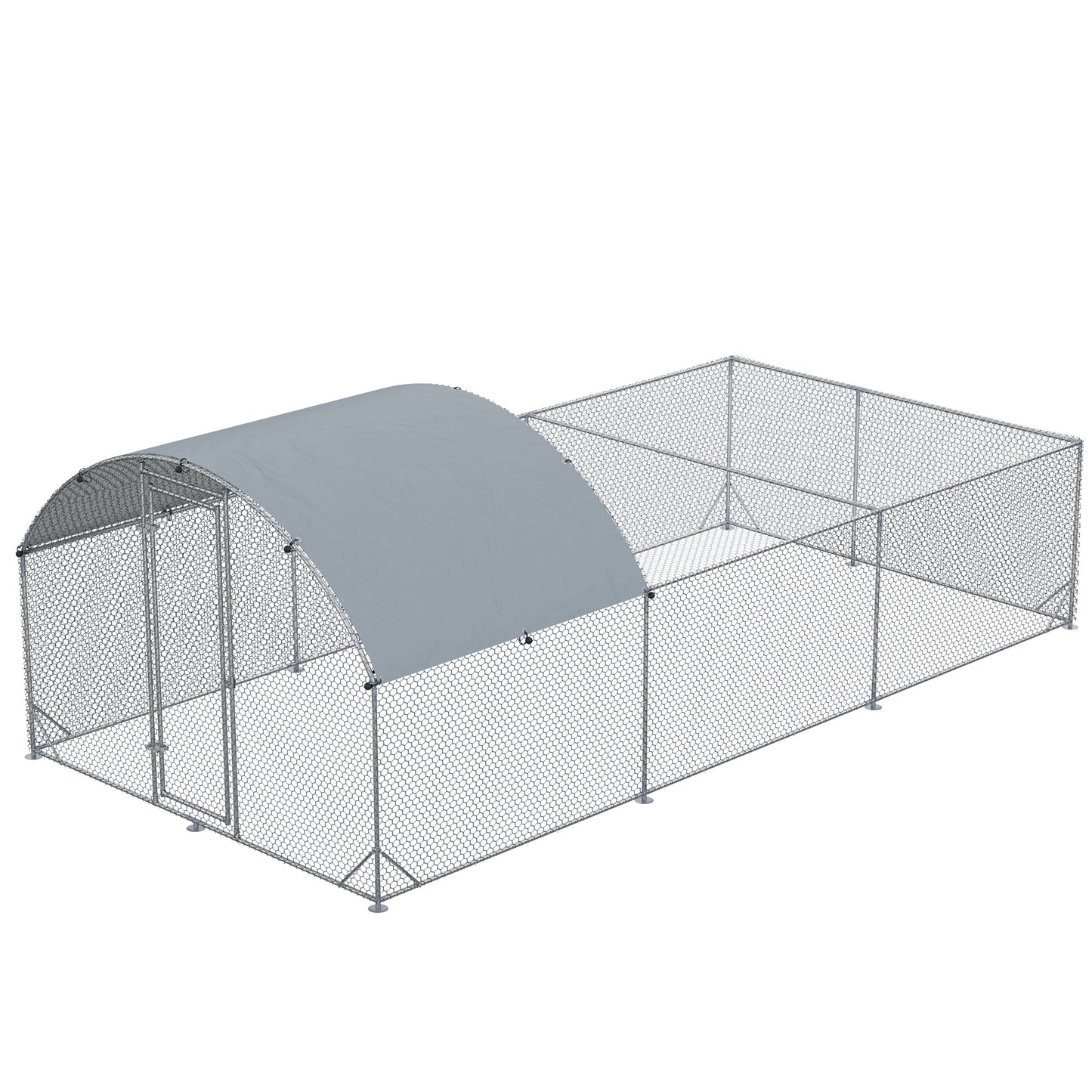 Large Chicken Coop Metal Chicken Run for Chickens with Waterproof and Anti-UV Cover, Dome Shaped Walk in Fence Cage Hen House for Outdoor and Yard Farm Use, 1inches Dia, 9.2' x 18.7' x 6.4'