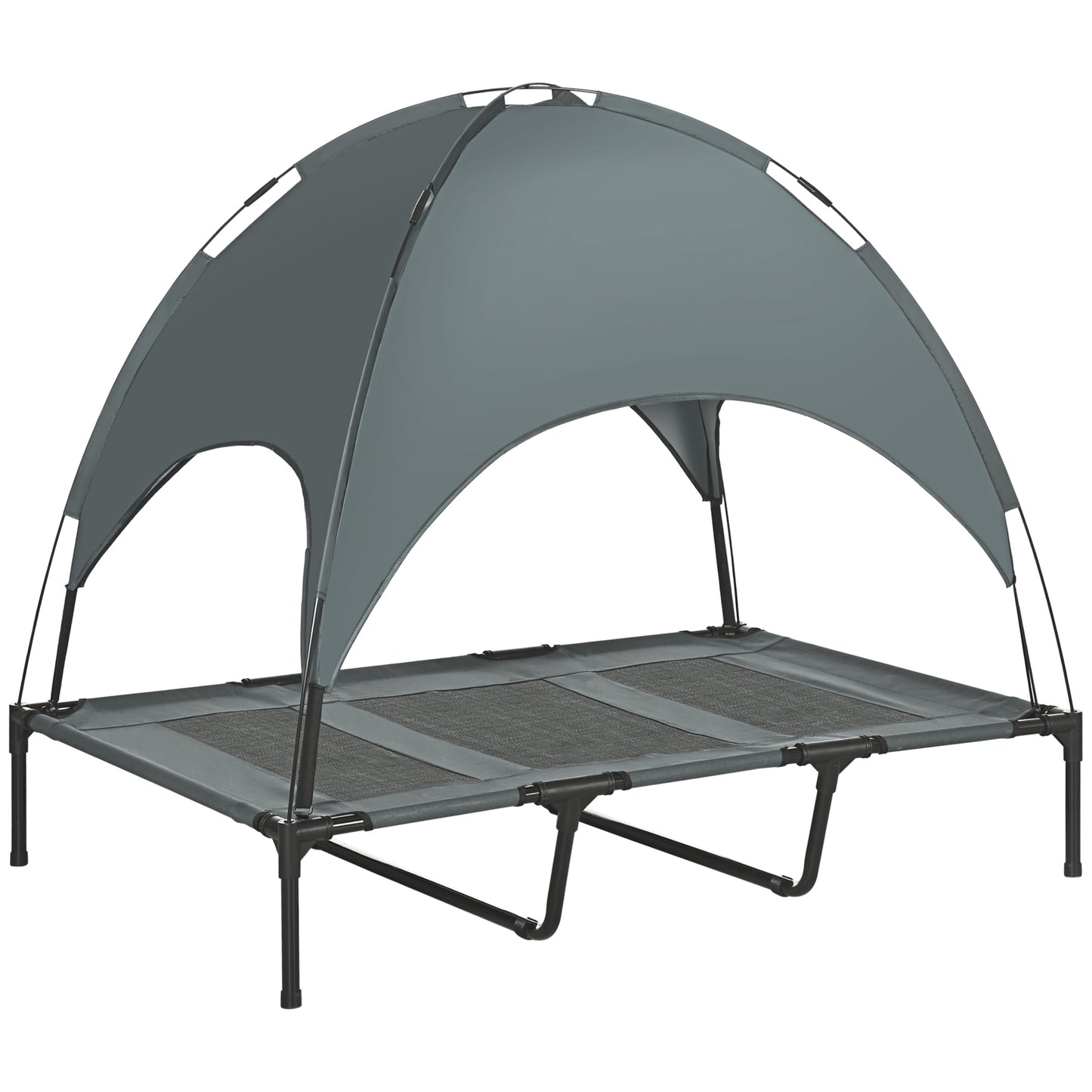 Elevated Portable Dog Cot Pet Bed with UV Protection Canopy Shade 48 inch Gray