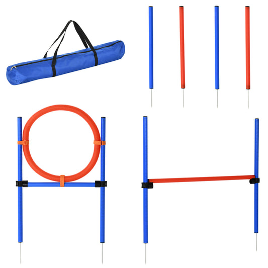 Dog Agility Training Equipment with Easy 3-Piece Set, Dog Obstacle Course for Backyards of Small Size, Includes Dog Hurdles, Weave poles, Hoop